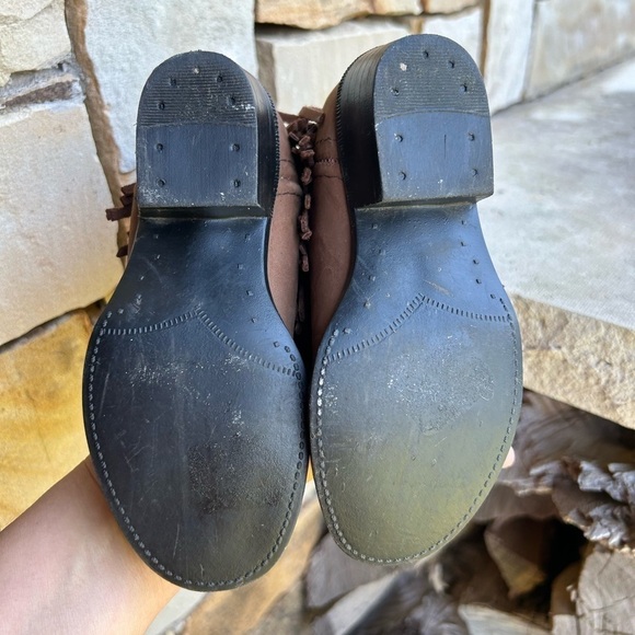 Old West leather round toe western brown fringe kids boots Sz-7.0D.   J - Picture 10 of 11